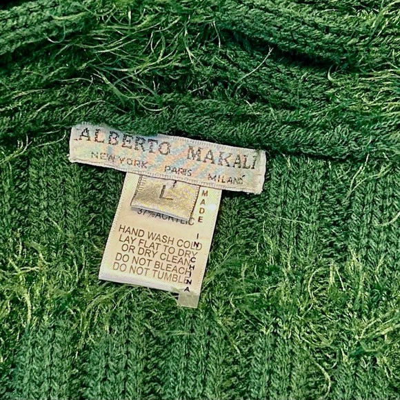 Alberto Makali Green Beaded Knit Sleeveless Mob Wife Cardigan Vest Size Large - Picture 7 of 7